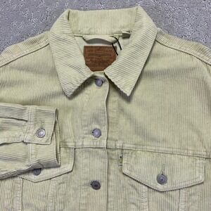 Levi's Fresh Corduroy Trucker Jacket Women's Size Medium Button Lemon Yellow